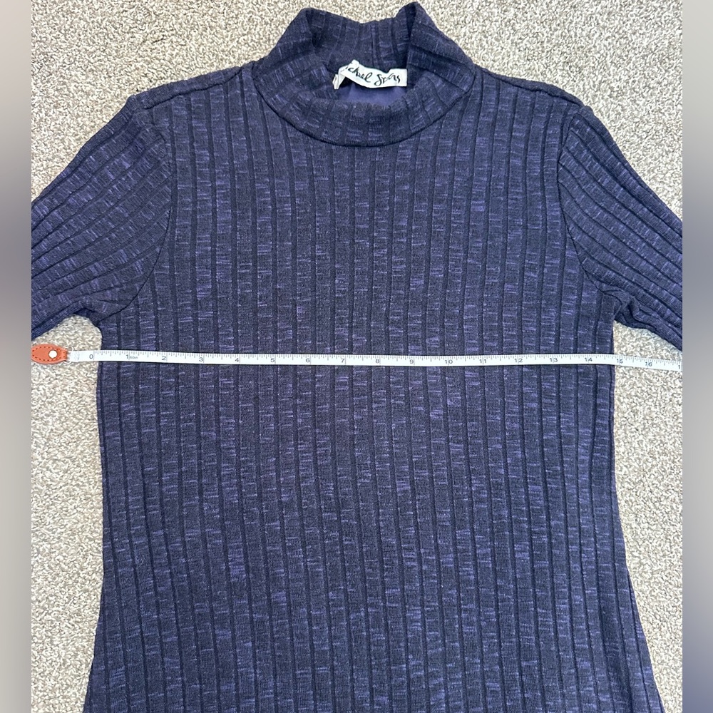 Michael Stars Blue Mock Neck Quarter Sleeve Stretch Ribbed Mini Dress Size Small - Picture 9 of 12